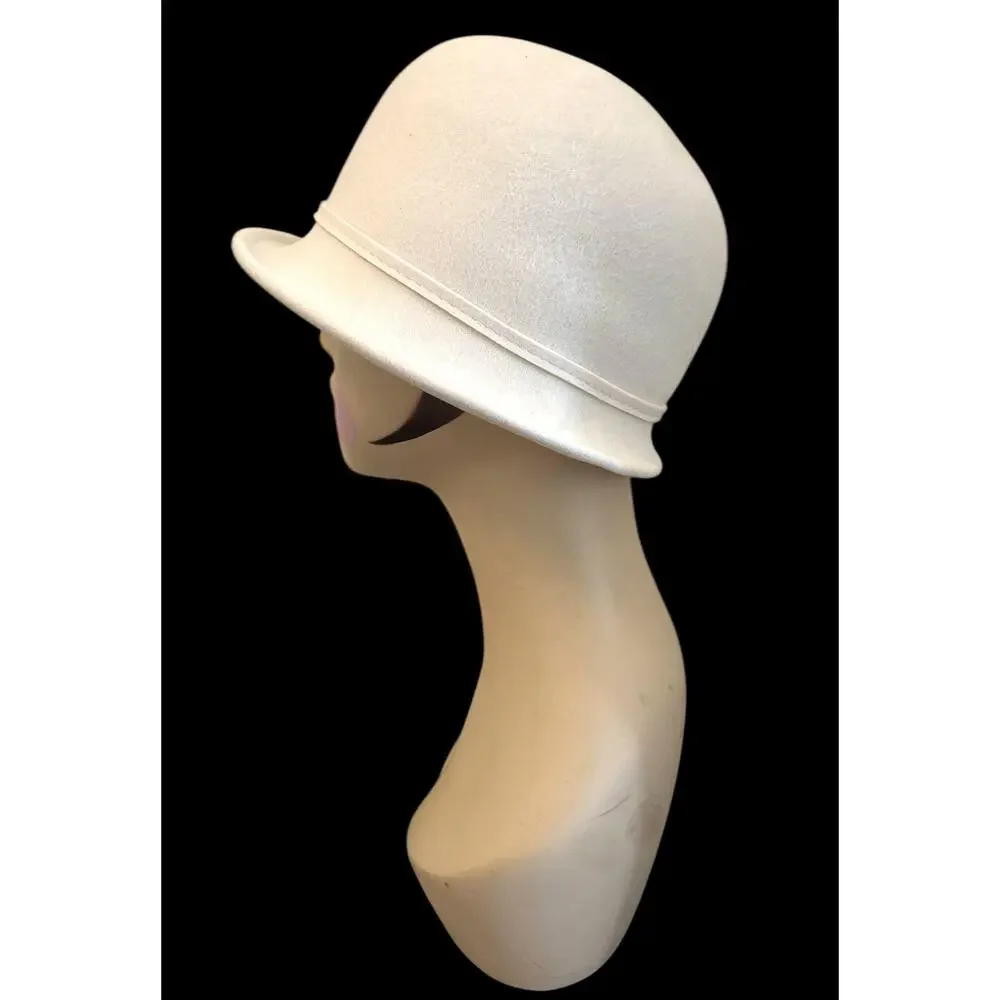 Complit by Marisa Designer 100% Wool Cream Cloche Hat Adorned One of Kind Bling - Picture 5 of 9